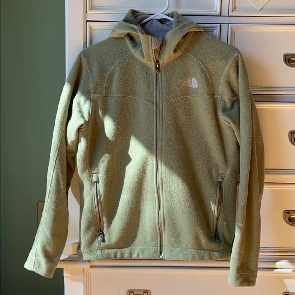 Light Green The North Face Fleece Hoodie Jacket S